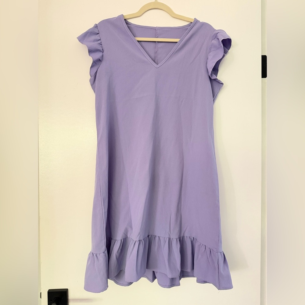 SHEIN Lavender Flutter Sleeve V-Neck Dress